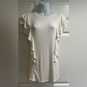 Three Bird Nest Elegant Cream Ruffle Sleeve Top Blouse